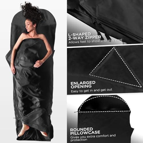 JAICOM Sleeping Bag Liner - Ultralight & Soft Travel Sheet for Adults, 150g — view 4