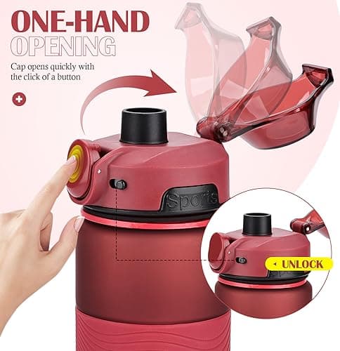CodiCile Water Bottle, BPA Free 1l Water Bottle Leak Proof Drinks Bottle, Large Sports Bottle Great for Gym, School, Office and Travel (Red) — view 5