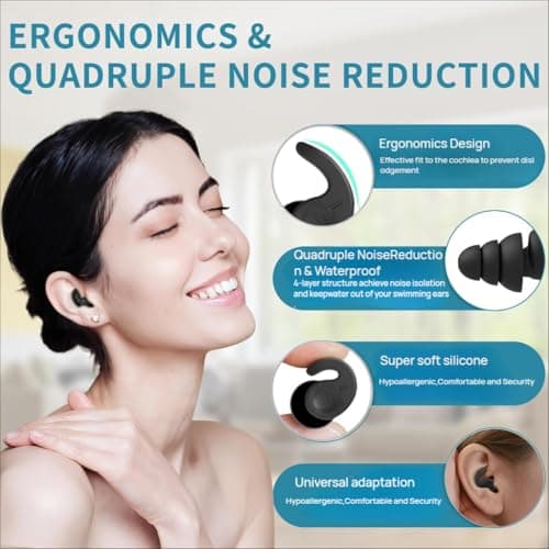 3 Pairs Swimming Ear Plugs for Adults，Silicone Waterproof Reusable Swim Earplugs for Surfing, Showering，Water Sports and Swimming Ear Plugs (Pink + Orange + Green, Adults & Teens) — view 3