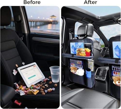 rzoixuur Backseat Car Organizer(2-Pack),9 Storage Pockets, Car Organizer with Tablet Holder,car Travel Essentials for Long Tripscar Organizers and Storage — view 5