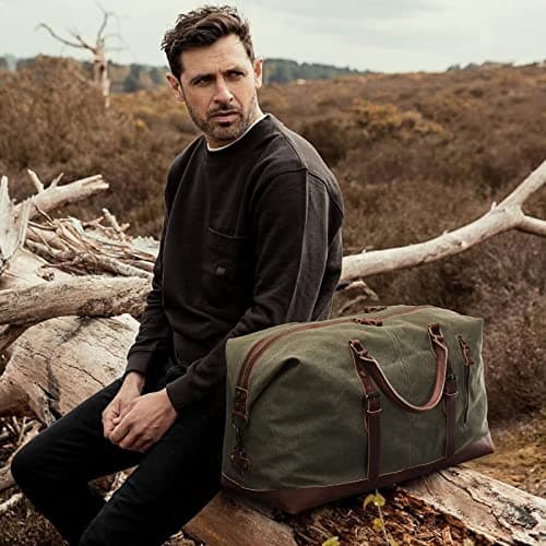 S-ZONE 52L Large Canvas Travel Duffel Bag Unisex Overnight Carryon Handbag — view 2