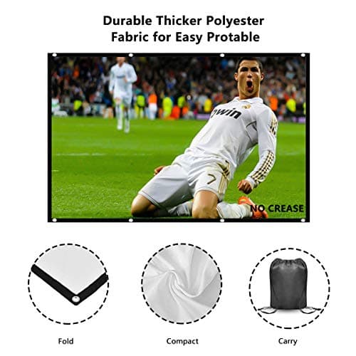 Mebios 120 Inch Projection Screen, Portable HD 4K Screen for School Home Theatre Cinema, Matte White Widescreen, Wall Mount, 271cm(W) X 155cm(H), Canvas, 160deg Viewing Angle — view 5