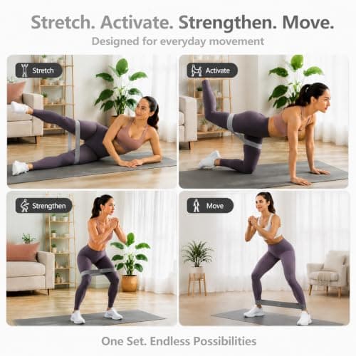 Resistance Bands Set, 5 Mini Loop Exercise Bands with X-Light to X-Heavy Resistance for Full-Body Workouts, Pilates, Stretching, Strength Training, Home Gym and Travel, TPE Fitness Bands — view 3