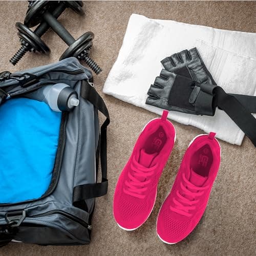 Get Fit Women's Lightweight Running Trainers - Breathable Mesh Gym Shoes with Cushioned Sole - Comfortable Walking & Fitness Sneakers - Lace-Up Athletic Footwear - Fushia - 7-40 — view 2