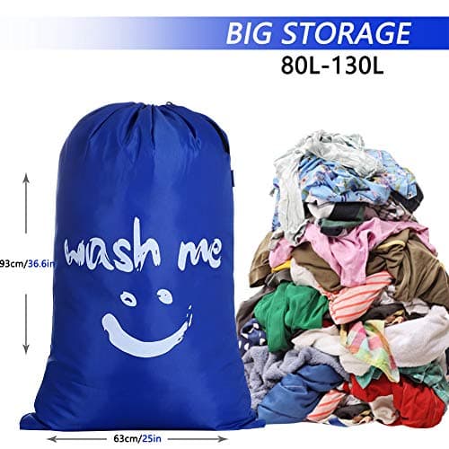 IHOMAGIC Large Laundry Bag, Foldable Laundry Bag, Lightweight Storage Bag, Portable Large Capacity 120L for Dirty Clothes Blanket for Travel Bag, Bedroom, Hotel, Dorm, Dark Blue — view 2