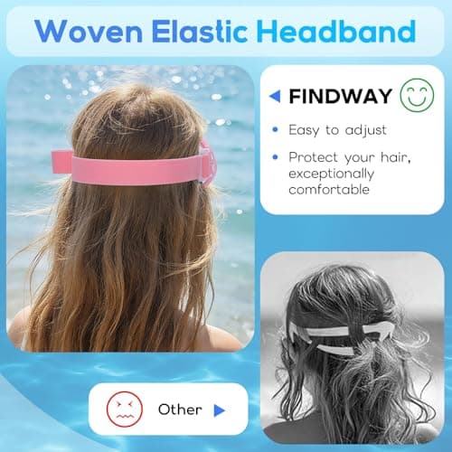 Findway Diving Mask with Elastic Fabric Strap, Snorkel Mask Adults with Nose Cover for Mens and Womens, Swimming Goggles with 180° Panoramic HD Tempered Glass Anti-fog Snorkelling Mask No Leak — view 3