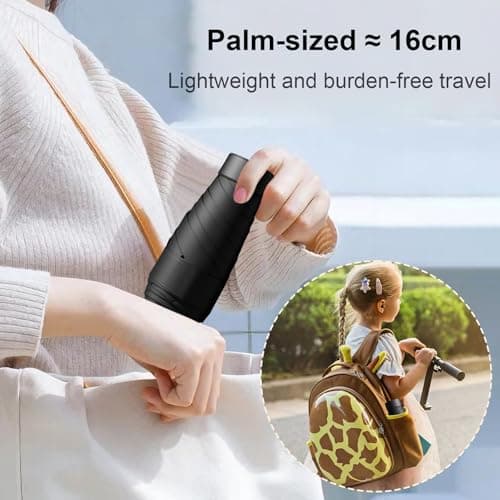 FWHFNB Travel Umbrella, Travel Mini Umbrella, Pocket Umbrella, UV Umbrella, UPF 50+, Portable Lightweight Compact, with Storage Box, for Men and Women (Blue) — view 3
