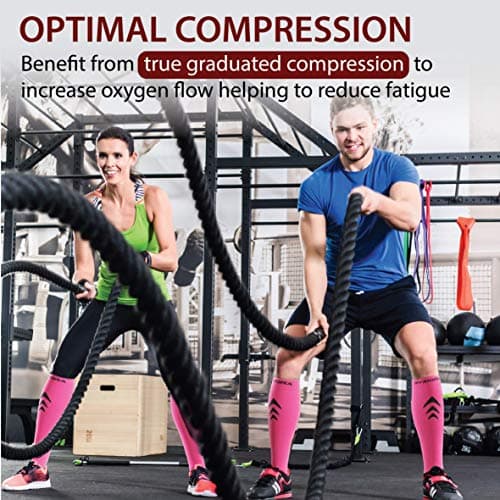 Compression Socks for Women and Men (Pair) (Cushioned) (Pink) (Small) [S] — view 4