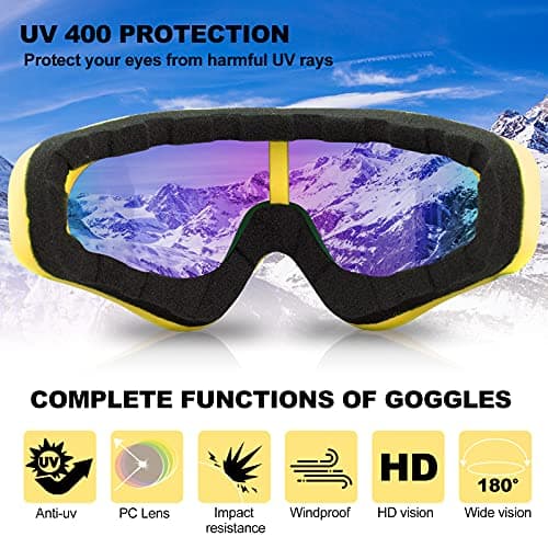 SixYard Ski Goggles, Motorcycle Goggles, 3 Pack Snowboard Snow Goggles for Men Women Adult Youth (Style 3) — view 5