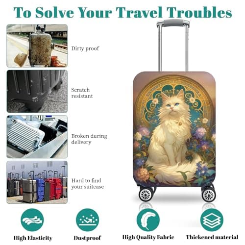 Chostky Luggage Cover for Suicase, Washable & Stretchable Suitcase Cover, Approved Travel Baggage Covers, Personalized Suitcase Protectors Accessories Baggage Covers (Style 3, S(19-21 Inch)) — view 3