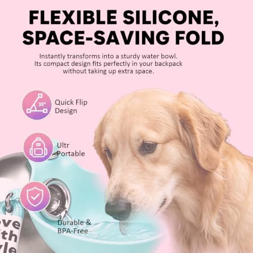 2-in-1 Portable Dog Water Bottle, 285ml Stainless Steel Pet Travel Bottle — view 4