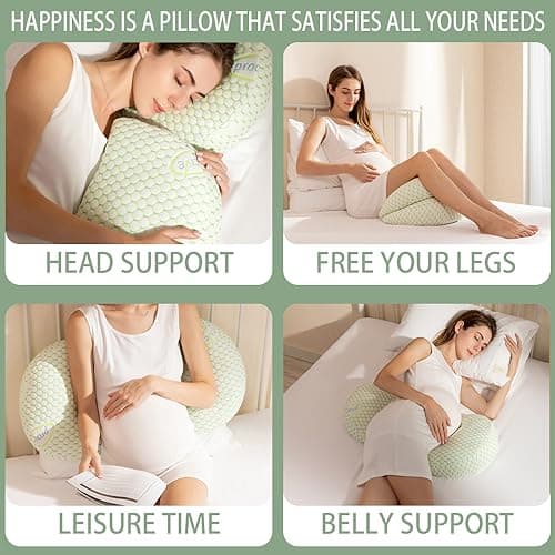 Lighterday U Shaped Pregnancy Pillow for Sleeping,Adjustable Wedge Maternity Pillow,Detachable Maternity Pillow for Pregnant Women,Body Support Pillow for Back,HIPS,Legs (Upgraded Green) — view 6