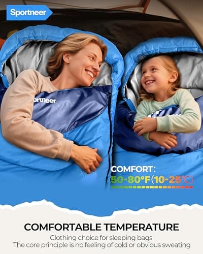 Sportneer Sleeping Bags for Adults - Kids Sleeping Bag 3-4 Season Lightweight Backpacking Sleeping Bag Cold Weather & Warm, Compact, Single Adult Girls Boys Camping Sleep Bag — view 4