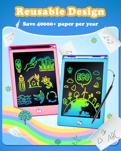 POPERFUN 2 Pack LCD Writing Tablet for Kids, 8.5 Inch Drawing Tablet for Kids Travel Games Activity,Toddlers Toys Learning Board Toys Christmas Stocking Fillers Birthday Gifts for Kid Blue&Pink — view 5