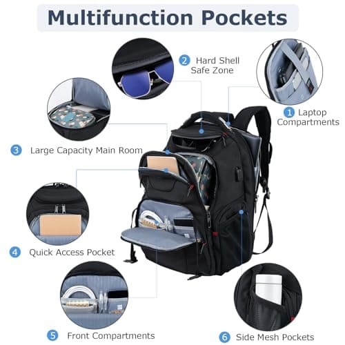 VANKEAN Travel Laptop Backpack 17.3Inch Computer Backpack Men Business Work — view 2