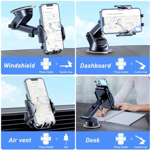 Blukar Car Phone Holder, Adjustable Car Phone Mount Cradle 360° Rotation — view 2