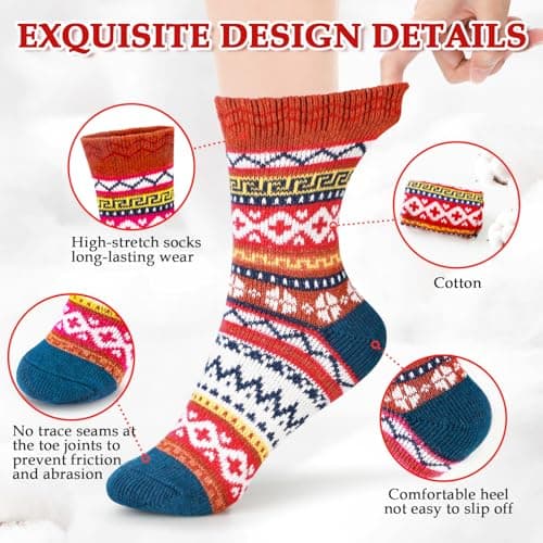 AUGOLA Thermal Winter Women Socks, 5 Pairs Warm Wool Christmas Socks — view 3