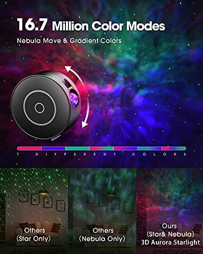 SUPPOU LED WiFi Galaxy Projector, Smart Night Light Kids Adults 3D Star Projector Light with RGB Adjustment/Voice Control/WiFi/Timer Compatible Alexa Google Assistant for Room Decor — view 3