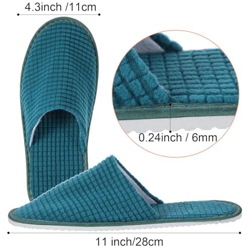 Geyoga 12 Pairs Slippers for Guests, Non-Slip Disposable Slippers for Travel, Washable, Reusable, Hotel Slippers, Bridesmaid Slippers for Indoor, Spa, Wedding, Party, Blue Series, Medium — view 4