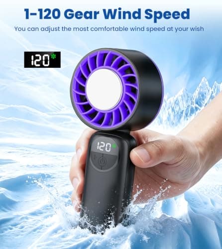 Handheld Portable Turbo Fan with Cooling Plate, Powerful 21000 RPM, 5000mAh Battery, Speed (1-120), Up to 22Hrs Cooling, 90°Foldable Rechargeable Mini Hand Held Fans for Travel/Outdoor/Home/Office — view 5