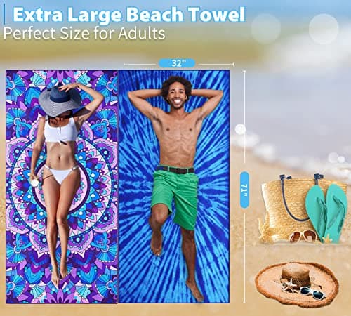 Haleey 2 Pack Microfiber Lightweight Beach Towel 180x80 Extra Large Thin Sand Free Towels Travel Swim Pool Yoga Gym Camping for Adults Beach Essentials Accessories Vacation Gift — view 4