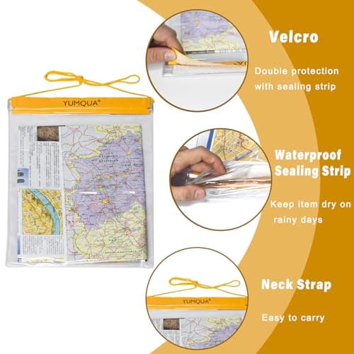 YUMQUA Clear Waterproof Bags Large Size 3 Pack Set, Watertight Pouch Holder for Document Map Camera Mobile Phone Tablet, fits Kayaking Boating Hiking Beach Water Sports, Yellow — view 3