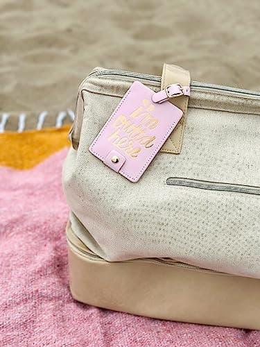 Ban.do Getaway Suitcase Tag for Travel, Durable Vegan Leather Luggage Identifier (I'm Outta Here) — view 5