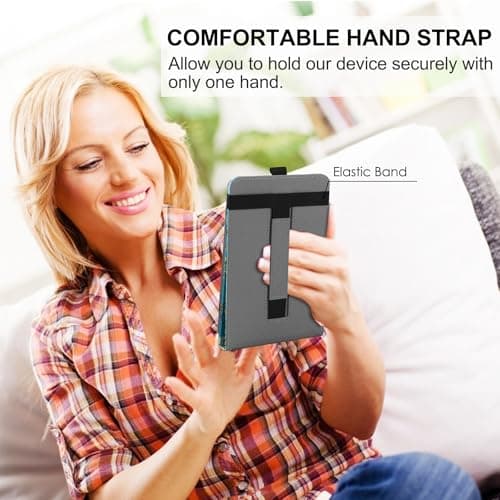 VOVIPO Universal Protective Case for 6" 6.8" 7" kindle paperwhite eReaders, Folio Stand Cover with Handstrap Compatible with kindle paperwhite/Kobo/Pocketook/Sony 6/6.8/7 inch-Apricot Flower — view 3