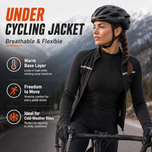 Innfttwo Womens Thermal Long Sleeve Top Women Gym Tops for Women UK for Ski Running Hiking Cycling,Black,M — view 5