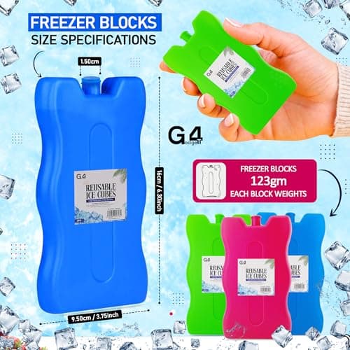 G4GADGET 16cm Freezer Blocks – Pack of 4 – Long-Lasting Reusable Ice Packs for Coolers, Picnic Bags, Travel & Outdoor Adventures – Ideal for Beach & Hiking Trips — view 4