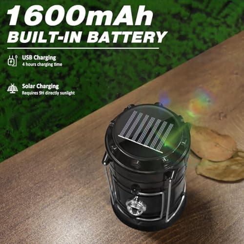 DIBMS 4-Pack Solar Camping Lantern, Collapsible Flashlight Emergency Lights — view 4