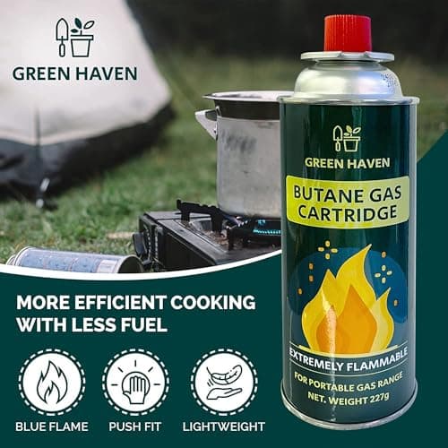 Green Haven Camping Gas | Butane Gas Canisters for Camping 8 Pack - EN417 — view 3