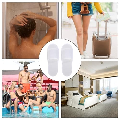 kuou Disposable Spa Slippers,6 Pairs Hotel Guest Slippers White Open Toes — view 2