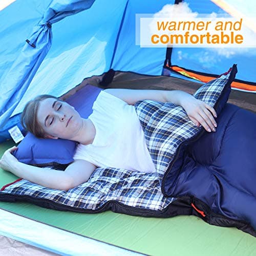 REDCAMP Cotton Sleeping Bag for Adults,3-4 Season,Thick,Navy Blue 4lbs — view 6
