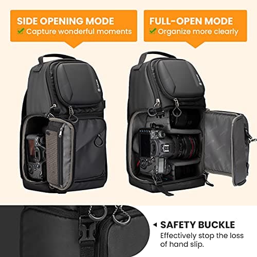 TARION Camera Sling Bag for Travel - Compact Photography Shoulder Bag with Side Access Waterproof Rain Cover for DSLR SLR Mirrorless Cameras Black TR-S — view 3