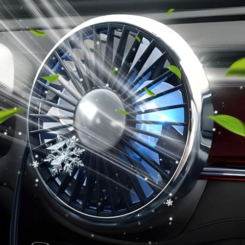 USB Fan for Car, USB Powered Fan with Light for Car Ventilation - Three-Level Adjustable Strong Air Cooler Car Interior Accessories for Camping and Road Trips — view 3