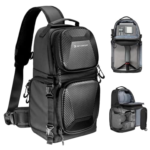 K&F CONCEPT Hardshell Camera Sling Bag, 10L EVA Case with Tripod Holder