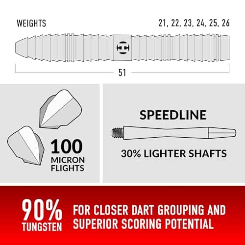 Harrows Sabre 90% Tungsten Steel Tip Darts Set – Professional Precision 21g to 26g | 23pc Bundle with Spare Shafts, Marathon Flights & Travel Case | Pro Player Tested, Tournament Quality - 23g — view 4