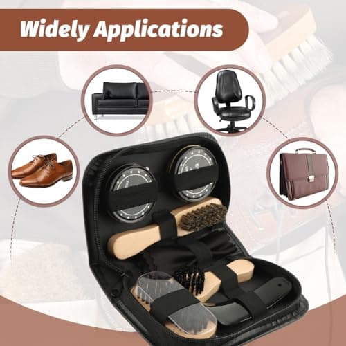 Jiakalamo Shoe Shine Polish Kit with Wooden Brushes and Storage Case — view 4