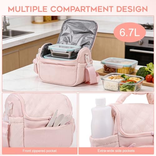 TranRantic Insulated Lunch Bags for Women, Lunch Box Bags (Pink) — view 5