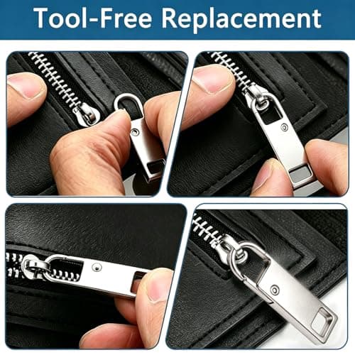 WADUBI Metal Zip Pull Replacement, 10 Pack Replacement Zipper Pulls for Luggage, Suitcase, Backpack, Jacket, Bag, Silver — view 4