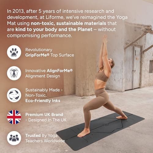 Liforme Travel Yoga mat – Free Yoga Bag, Patented Alignment System, Warrior-like Grip, Non-slip, Eco-friendly and Biodegradable, Ultra-lightweight, Sweat resistant, Long, Wide and Thick (Olive) — view 5