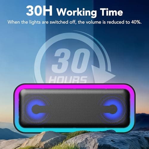 IKT Bluetooth Speaker, 40W Loud Stereo Sound Portable Speaker, 30Hrs Playtime, Speakers Wireless Bluetooth 5.4, Deep Bass,TWS Pairing, 7 RGB lights, IPX7 Waterproof, Speakers for Home/Party/Outdoor — view 4