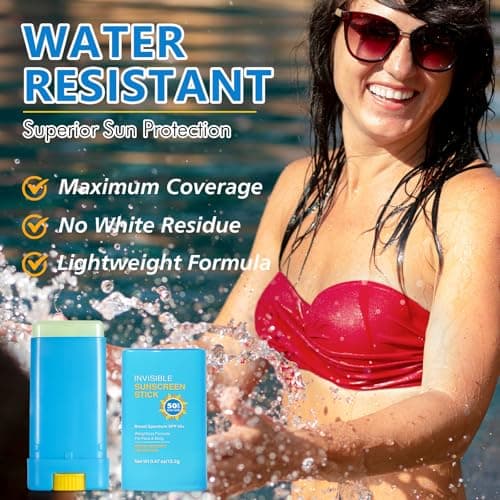 Invisible Sunscreen Stick SPF 50, Strong UVA/UVB Protection Sun Cream, Broad Spectrum, Water Resistant, Non-Greasy for Sensitive Skin, Travel Size Sunblock Stick for Face & Body — view 3
