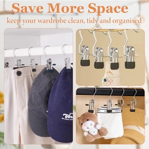 JIUHEEDAMAI 32 Pcs Portable Laundry Hooks, Metal No-slip Boots Hanger Clips — view 6