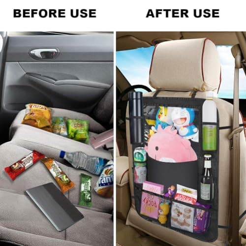 URAQT Car Organiser, Back Seat Organizer with Waterproof Kick Mats, Kids Toy Storage, Tablet Holder, Family Car Accessory (1 pc) — view 5