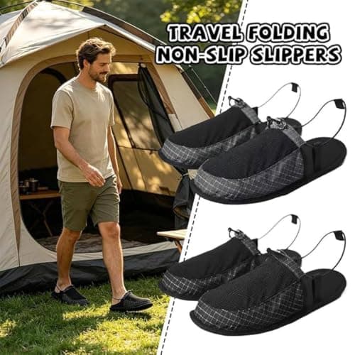Ultralight Foldable Camp Shoes Portable Travel Slippers for Hiking (Orange, Adult, Men, Medium, Alpha, UK Footwear Size System, Medium) — view 2