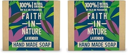 Faith In Nature Natural Lavender Hand Soap Bar, Relaxing, Vegan & Cruelty Free, No SLS or Parabens, 100g (Pack of 2)