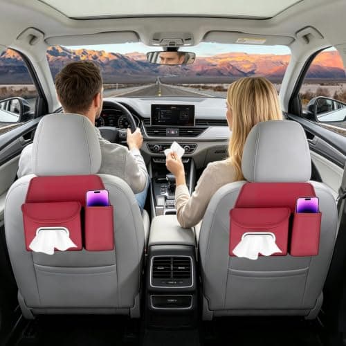 Back Seat Organizer with Tissue Box Cup Holder Headrest Storage — view 2
