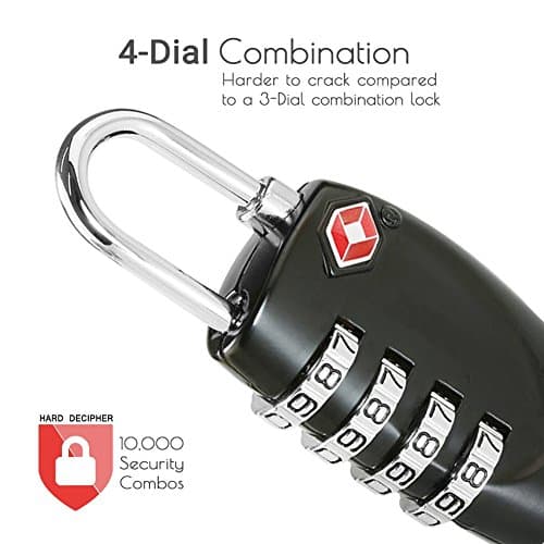 CFMOUR Suitcase Locks, TSA Approved Luggage Locks, 4-dial, Black, 2 Pcs — view 2